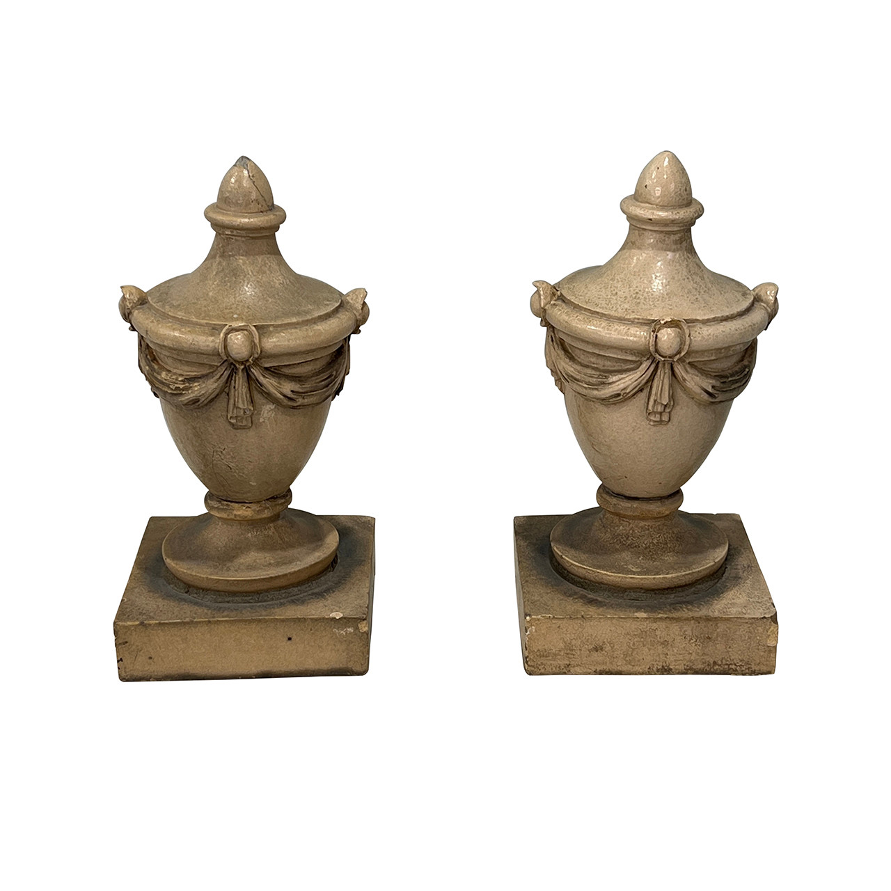 Glazed Terracotta Finials - PAIR