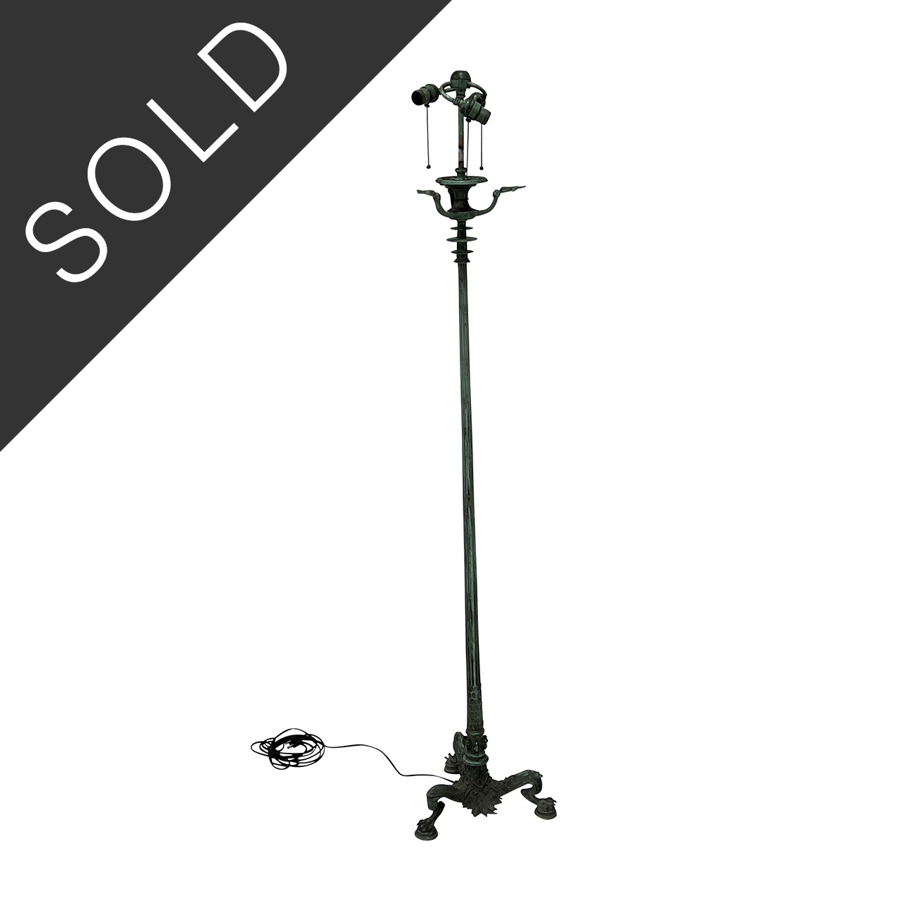 Patinated Bronze Floor Lamp, Vintage