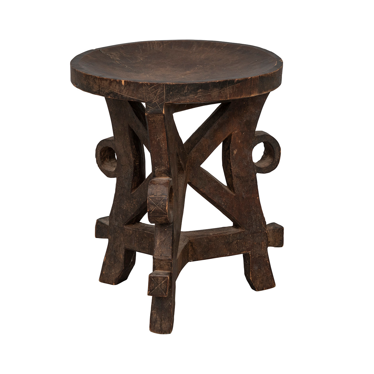 African Carved Stool, Antique