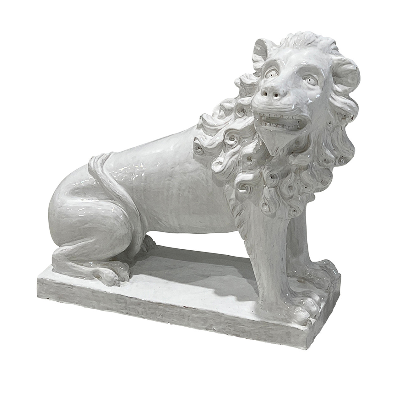 Large French Glazed Large Terracotta Lion