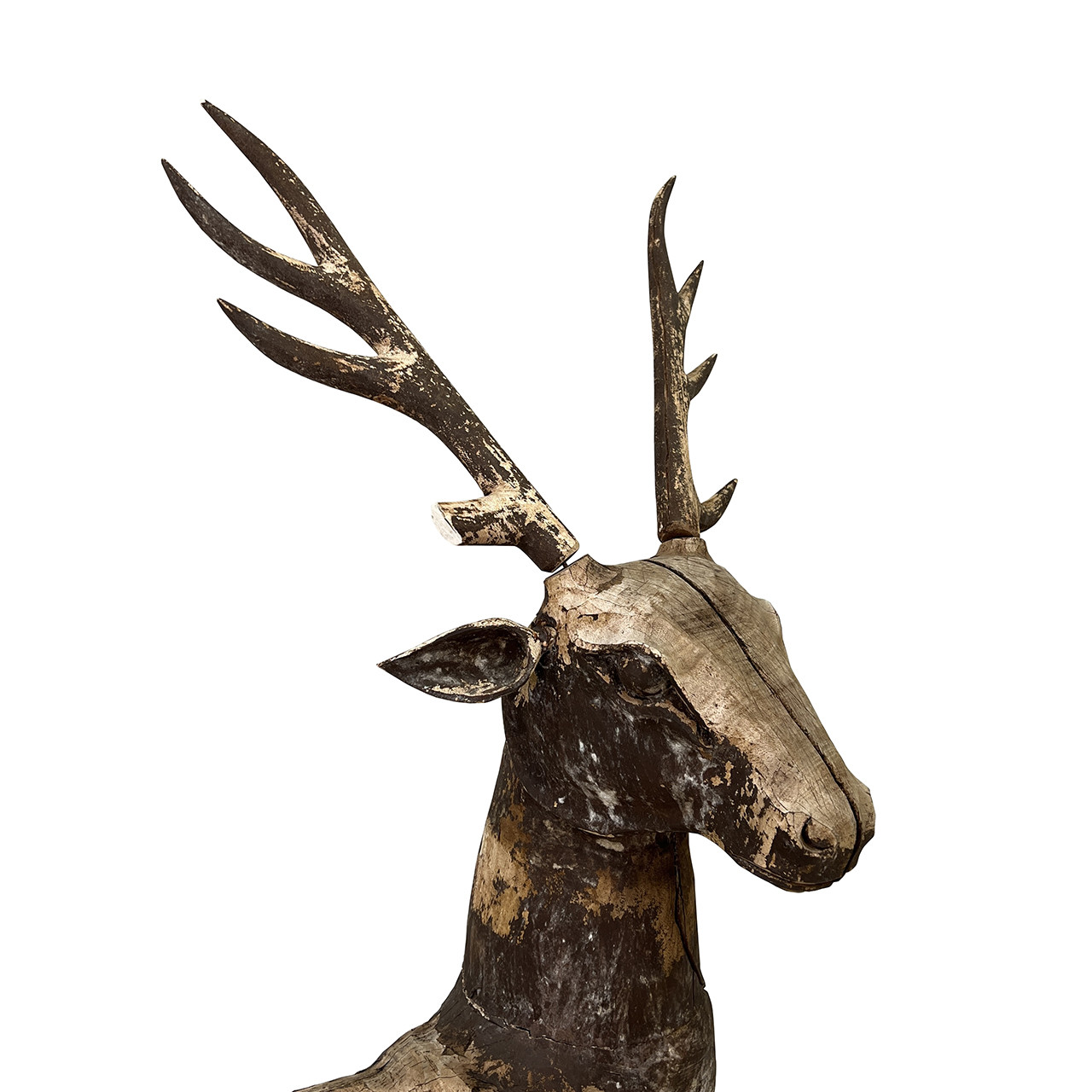 Southeast Asian Carved Teak Deer Figures - PAIR