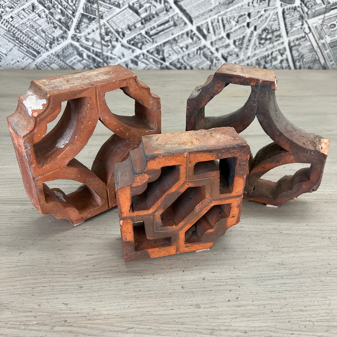 Vintage Brick Tiles - Set of 3