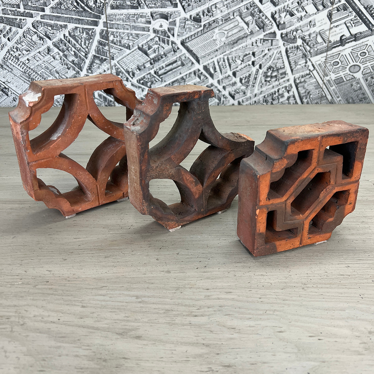 Vintage Brick Tiles - Set of 3