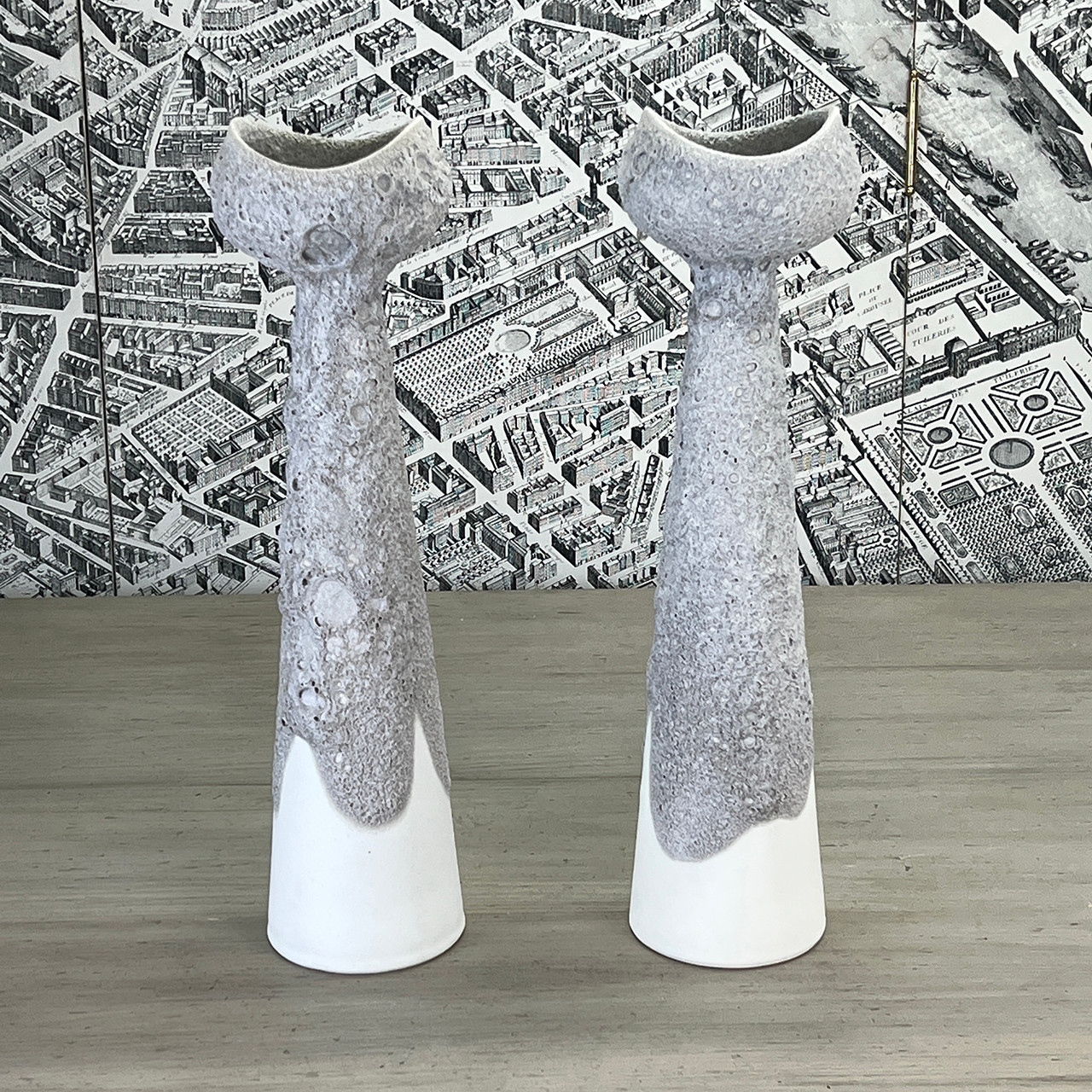 Candlestick / Vase in Lunar Glaze - Pair