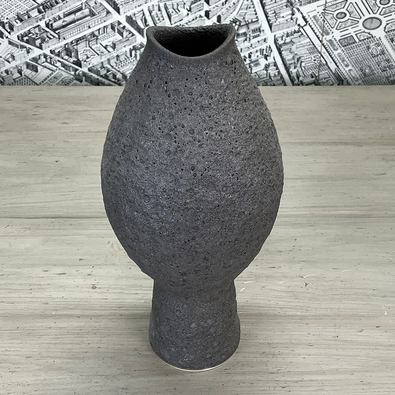 Sculpted Vase in Volcanic Glaze