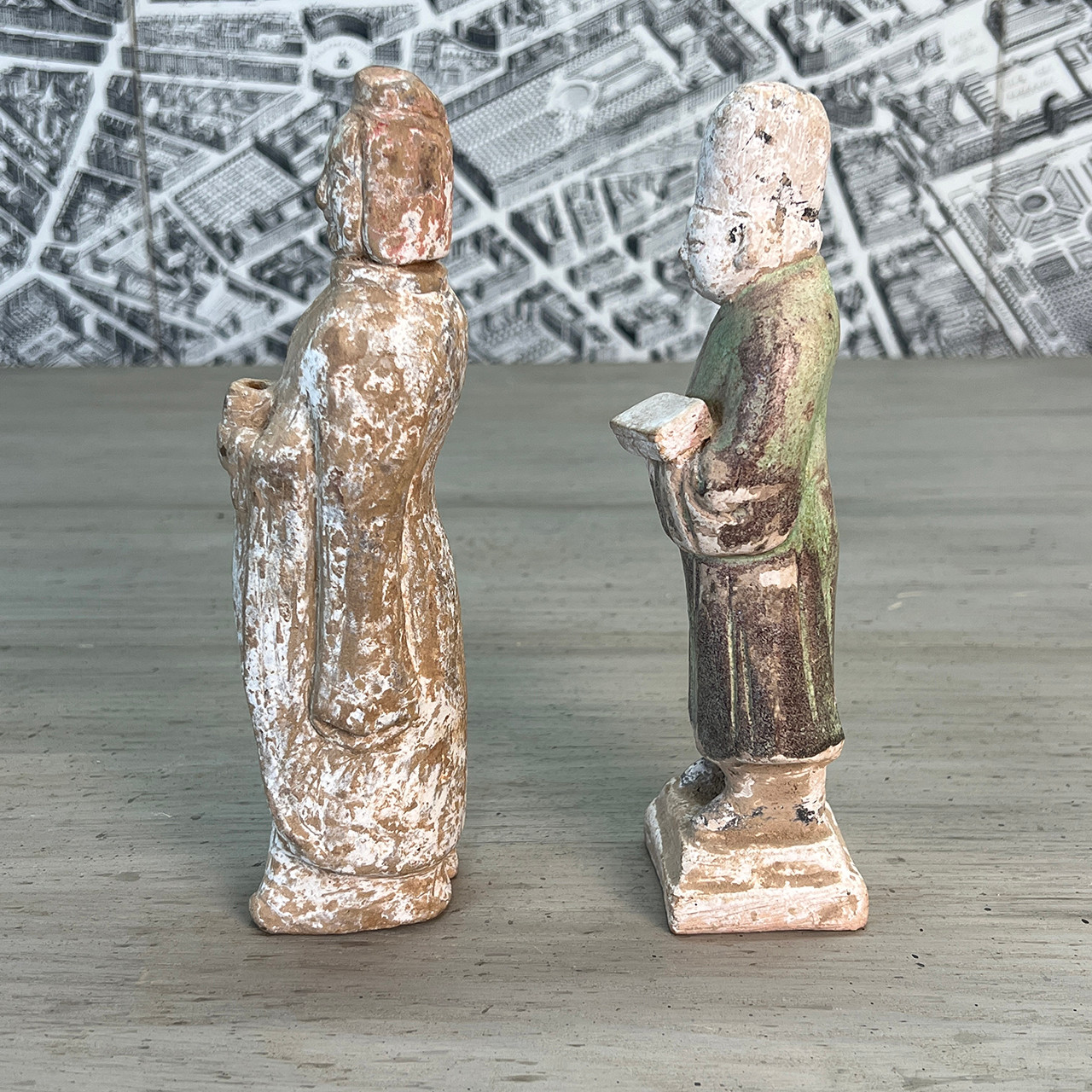 Vintage Terracotta Chinese Figure - Set of 2