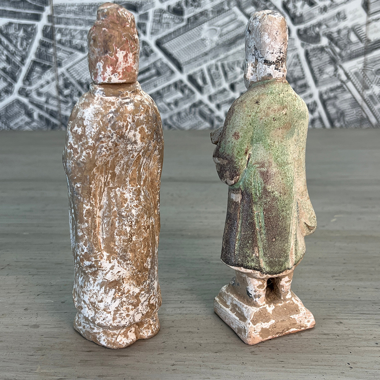 Vintage Terracotta Chinese Figure - Set of 2