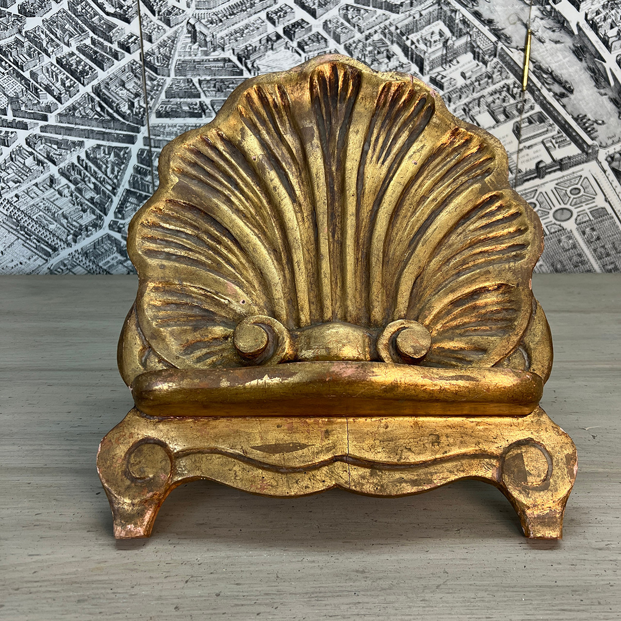 Carved & Gilded Shell Shaped Wooden Book Stand