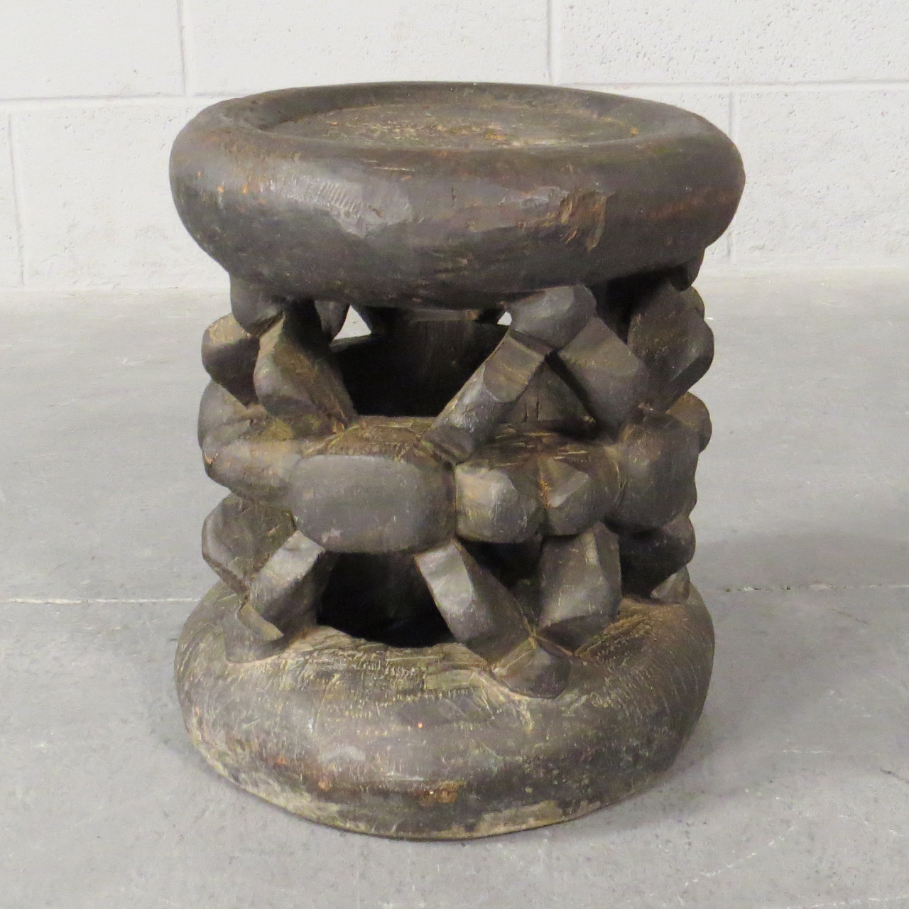Vintage Carved Wood African Drum Table/Stool #1