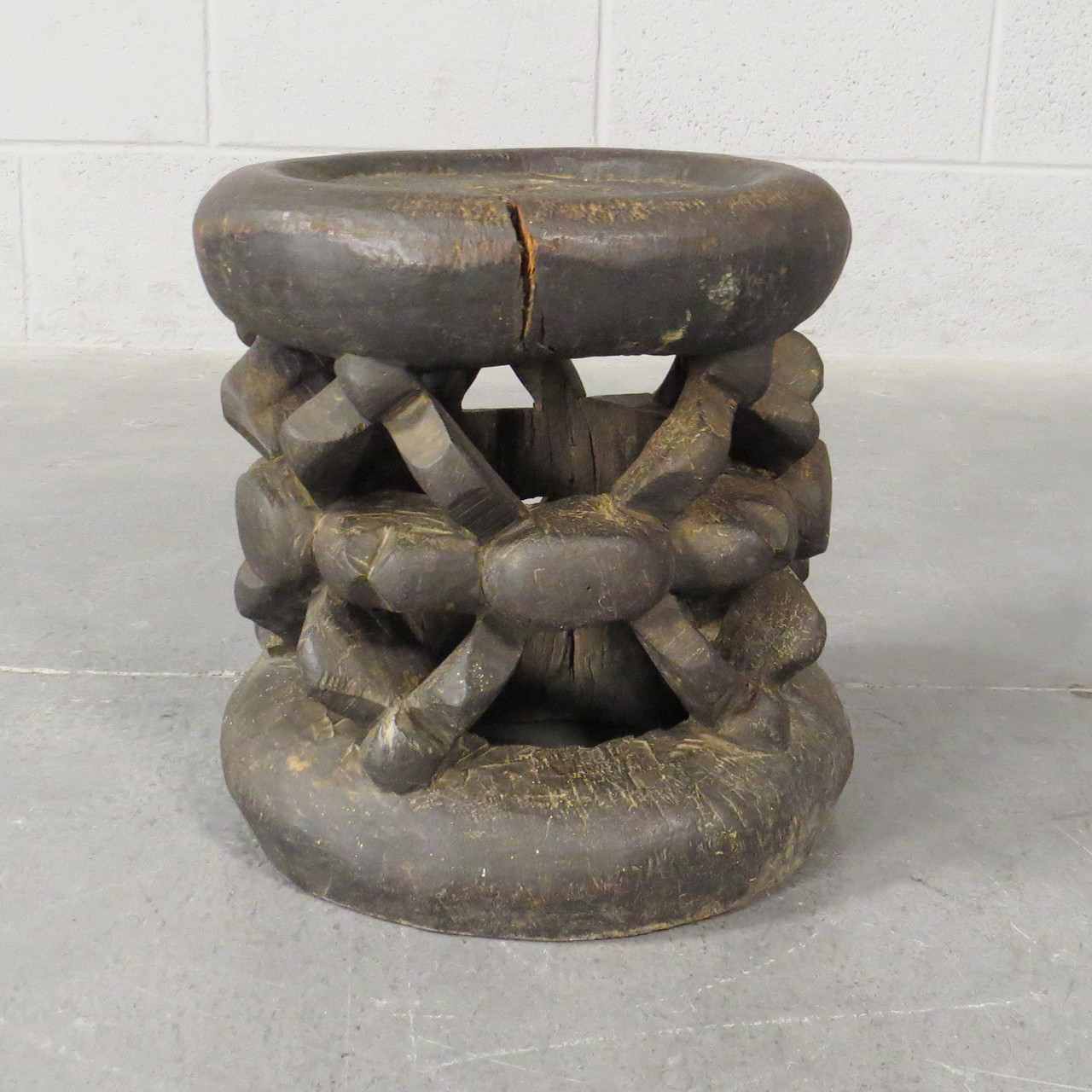Vintage Carved Wood African Drum Table/Stool #1