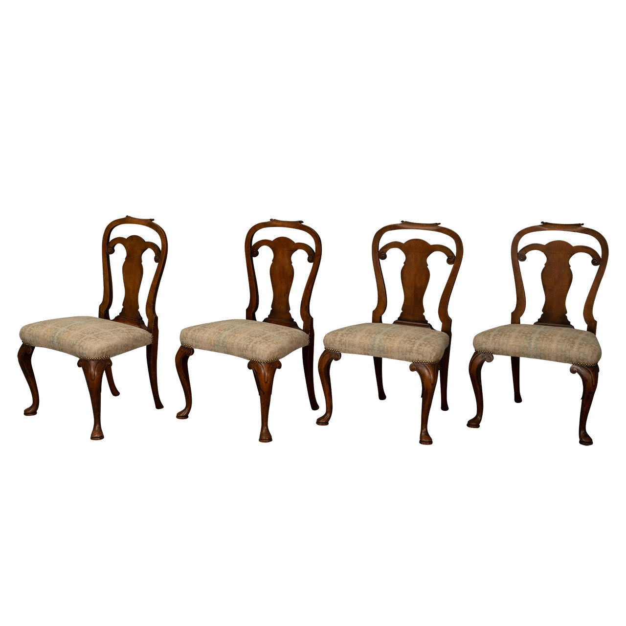 Antique George II Beech & Walnut Dining Chairs Circa 1890 - S/4