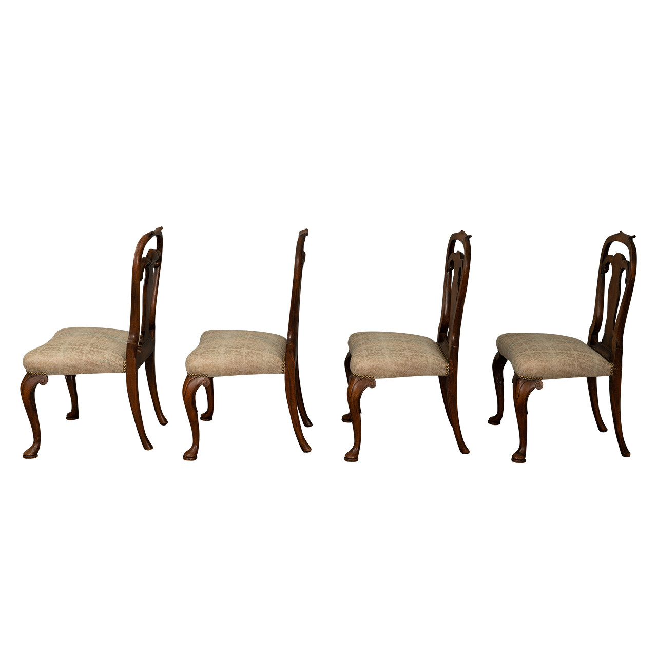 Antique George II Beech & Walnut Dining Chairs Circa 1890 - S/4