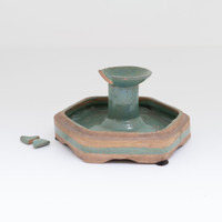 Vintage Celadon Oil Lamp #1