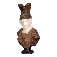 Vintage Hand Carved Marble Bust of Athena