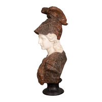 Vintage Hand Carved Marble Bust of Athena