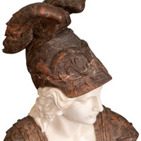 Vintage Hand Carved Marble Bust of Athena