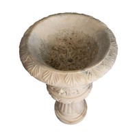 Neoclassical Style White Marble Urns on Columns - PAIR