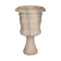 Neoclassical Style White Marble Urns on Columns - PAIR