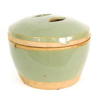 Vintage Celadon Bowl with Lid - Large #5