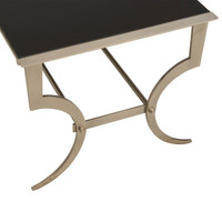 Klismos Cocktail Table in Brushed Steel & Black Glass