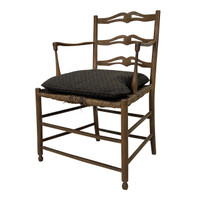 Antique American Slat Back Arm Chair with Rush Seat