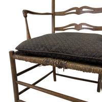 Antique American Slat Back Arm Chair with Rush Seat