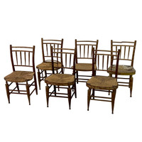 Antique Sheraton Chairs w/ Rush Seats - S/6