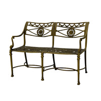Neoclassical Metal Garden Bench w/ Dolphin Arms, Vintage #2