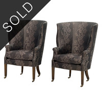 Upholstered Wing Chairs - PAIR