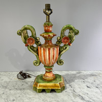 Carved & Painted Italian Urn Table Lamp