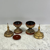 Thai Gilt & Jeweled Offering Vessels 19th C. - PAIR #2