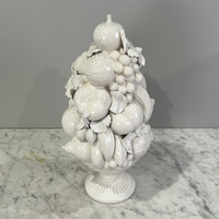 Italian White Glazed Fruit Tower Centerpiece