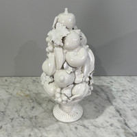 Italian White Glazed Fruit Tower Centerpiece