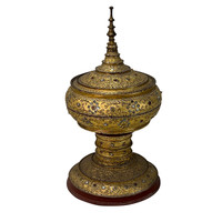 Gilt & Jeweled Thai Offering Vessel - Large Scale