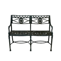 Neoclassical Metal Garden Bench w/ Dolphin Arms, Vintage #1
