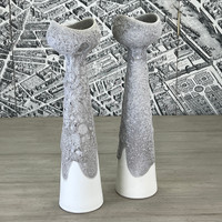 Candlestick / Vase in Lunar Glaze - Pair