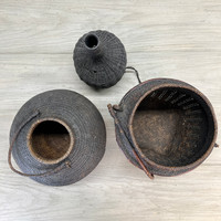 Antique Philippine Rattan Baskets - Set of 3