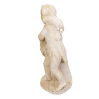Carved Marble Figure of Putto with Cat