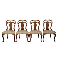 Antique George II Beech & Walnut Dining Chairs Circa 1890 - S/4