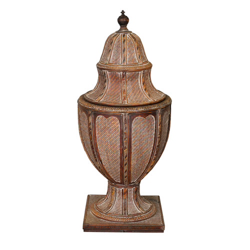 Large Decorative Rattan Neoclassical Style Urn