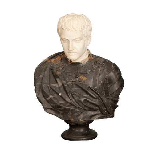 Vintage Hand Carved Marble Bust of Ceasar