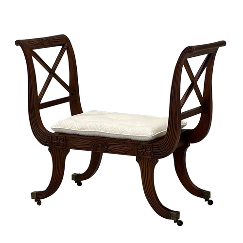 Regency Cane Bench w/ Cushion #1
