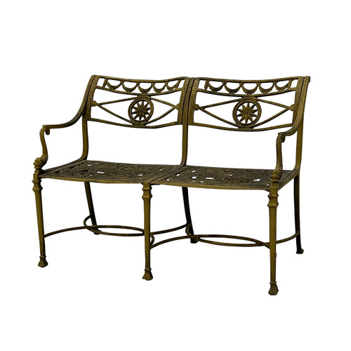 Neoclassical Metal Garden Bench w/ Dolphin Arms, Vintage #2