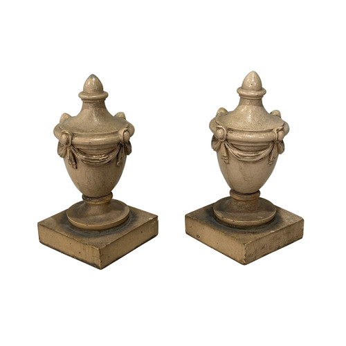 Glazed Terracotta Finials - PAIR