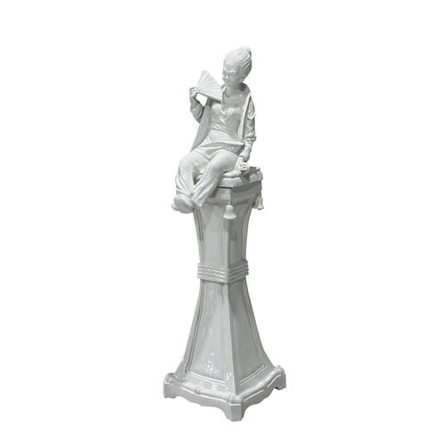 Chinoiserie Blanc De Chine Figure on Pedestal