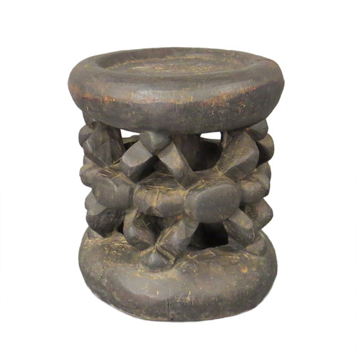Vintage Carved Wood African Drum Table/Stool #1