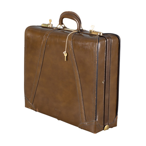 Vintage Leather Hardshell Travel Case - Small