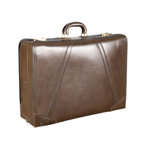 Vintage Leather Hardshell Travel Case - Large
