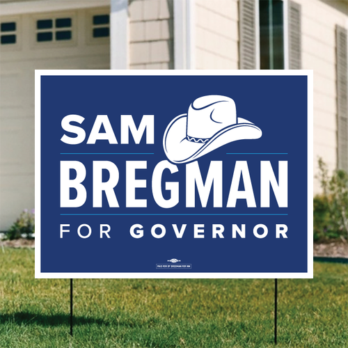 Sam Bregman For Governor - Navy (24" x 18" Coroplast Yard Sign)