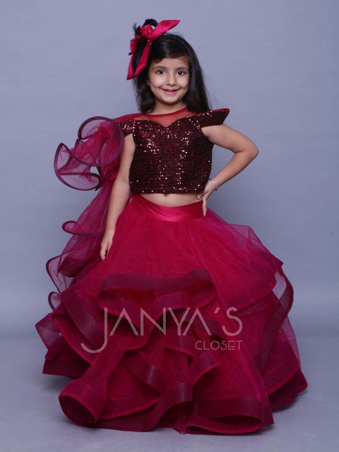 Wine Wedding Lehnga by www.global.janyascloset.com